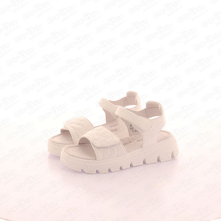 Сандалии Pasito с вышивкой на широкой липучке на массивной подошве белые - фото 360