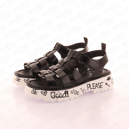 Сандалии Barbaris с маркерными надписями на подошве черные - фото 360