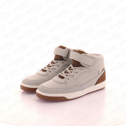 Ботинки TIBURON с коричневыми вставками на шнуровке и на липучке серые  - фото 360