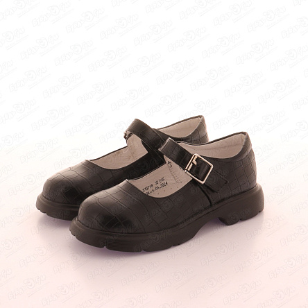 Туфли Barbaris школьные с декоративной металлической пряжкой черные - фото 360