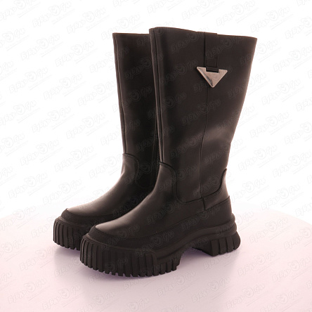 Сапоги демисезонные Barbaris с рельефной подошвой и лаконичным декоративным элементом черные - фото 360