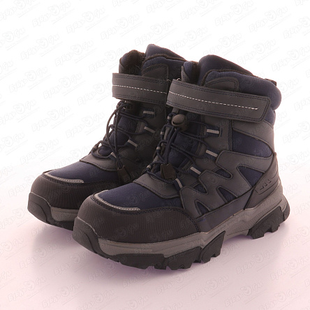 Сапоги сноубутсы TIBURON утепленные на липучке с серыми вставками синие  - фото 360