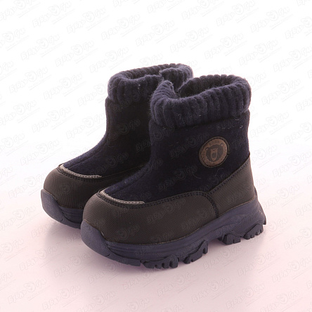 Сапоги Pasito утепленные на молнии с аппликацией и манжетом синие       - фото 360