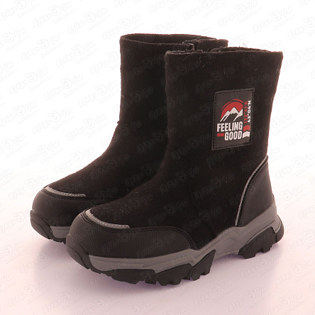 Сапоги Pasito утепленные на молнии с аппликацией черные - фото 360