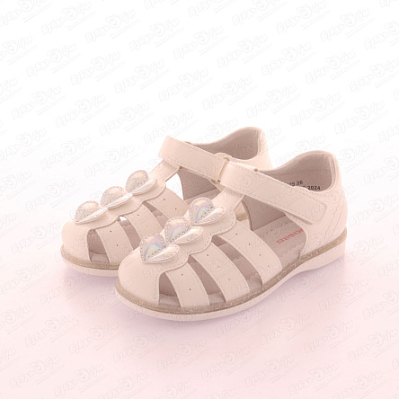 Сандалии Pasito дошкольные на липучке украшены сердечками с голографическим эффектом  - фото 360