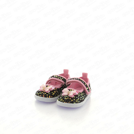 Туфли Pasito на липучке с пайетками розово-черные - фото 360