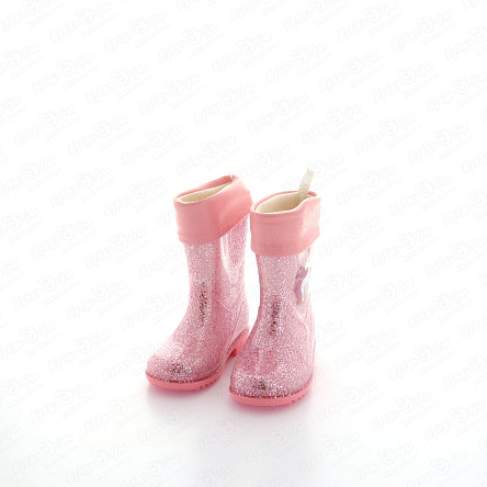 Сапоги водонепроницаемые Pasito с блестками с рисунком единорог розовые - фото 360