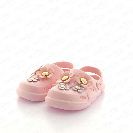Шлепанцы Pasito пляжные розовые с декором в виде объемных цветов  - фото 360