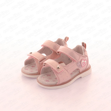 Сандалии Pasito ясельные на липучке с декоративным сердечком розовые - фото 360