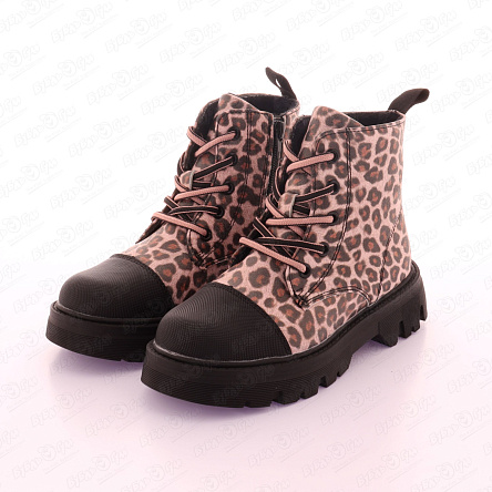 Ботинки Pasito на шнуровке и молнии с принтом леопард черные - фото 360