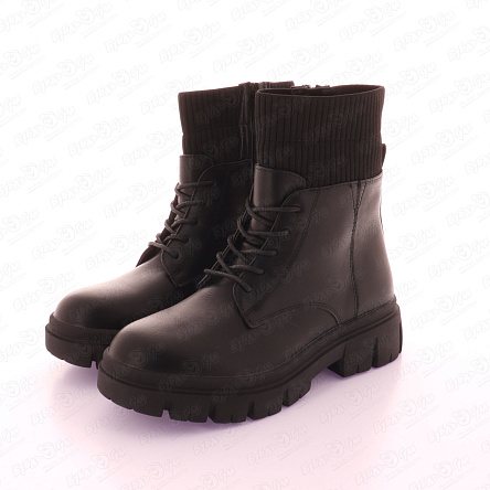 Ботинки Barbaris на молнии и шнуровке с тканевой вставкой черные  - фото 360