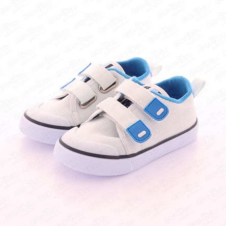 Кеды Pasito на липучках с голубыми элементами белые - фото 360