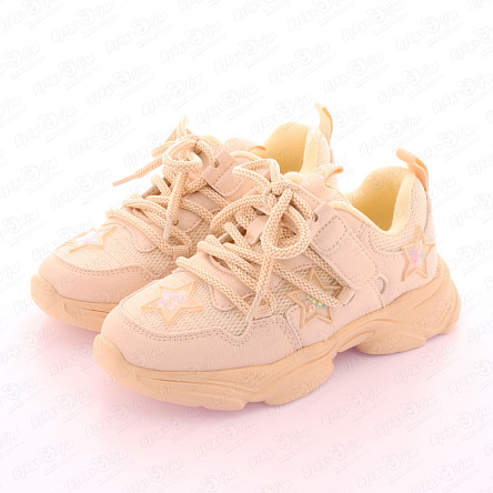 Кроссовки Pasito со звездочками на шнуровке и массивной подошве бежевые - фото 360