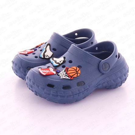 Шлепанцы Pasito пляжные с декором в спортивной тематике синие - фото 360