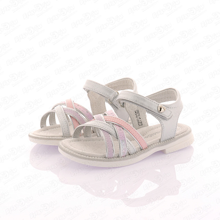 Сандалии Pasito с розовыми вставками со звездочками с блестящей окантовкой подошвы серебристые  - фото 360