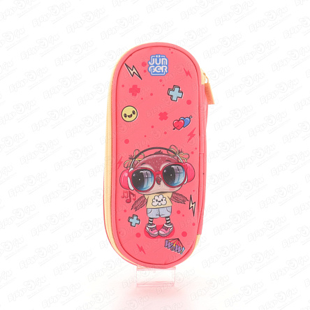Пенал JUNGER Сова в наушниках розово-желтый - фото 360