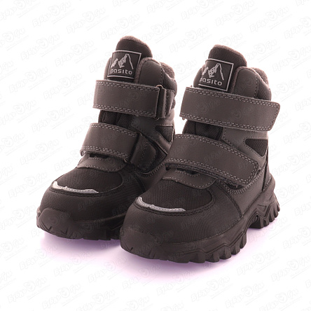 Сапоги Pasito с мембраной утепленные на липучках противоскользящие с разными текстурными вставками серые  - фото 360