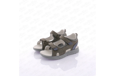 Сандалии Pasito с синими вставками со строчкой серые  - фото 360