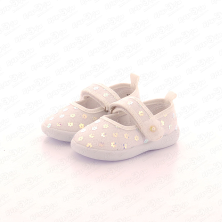 Туфли Pasito на липучке с фигурными пайетками белые - фото 360