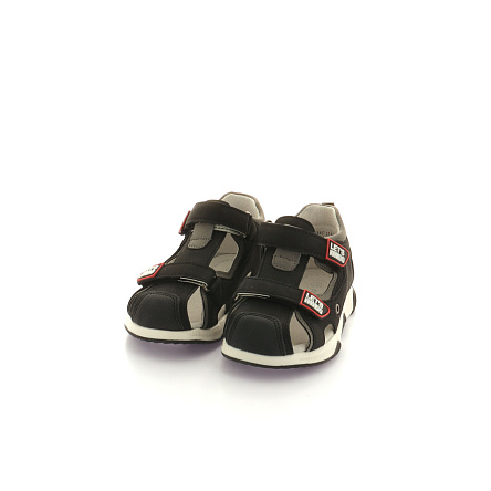 Сандалии Pasito с красной эмблемой матовые черные - фото 360