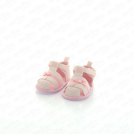 Пинетки Pasito текстильные с бантиком в полоску розовые - фото 360