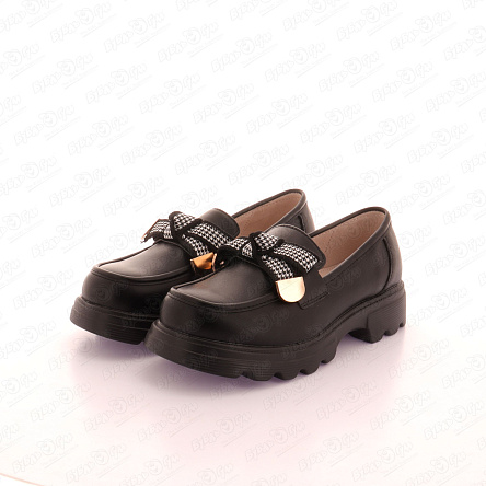 Туфли Barbaris лоферы с узорчатым бантом на массивной платформе черные - фото 360