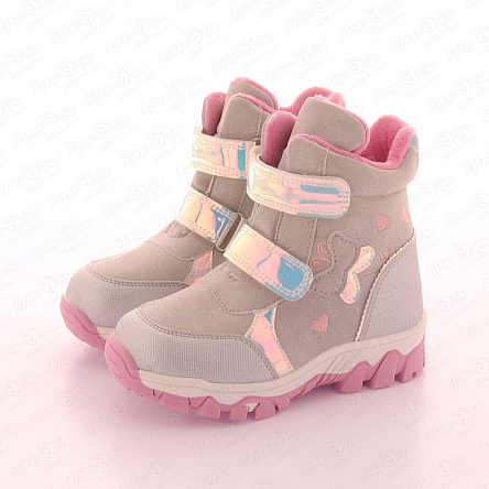 Сапоги сноубутсы Pasito утепленные на липучке с перламутровыми вставками серые  - фото 360