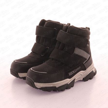 Сапоги сноубутсы TIBURON утепленные на липучке с серыми рельефными вставками черные - фото 360