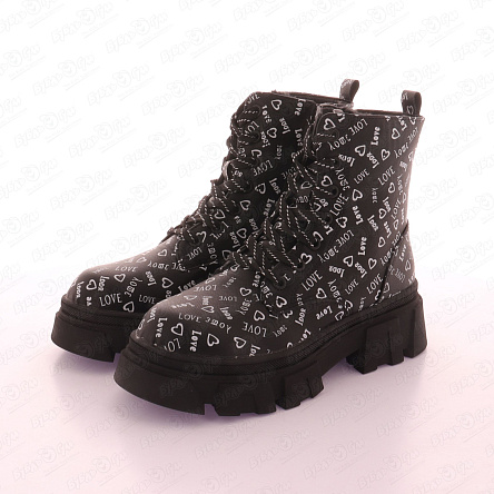 Ботинки Barbaris демисезонные со стильными белыми надписями черные - фото 360