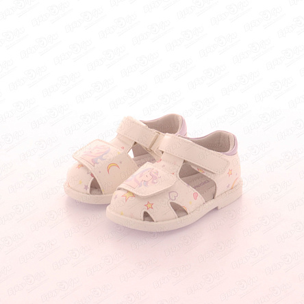 Сандалии Pasito ясельные на липучке с Единорогом белые - фото 360