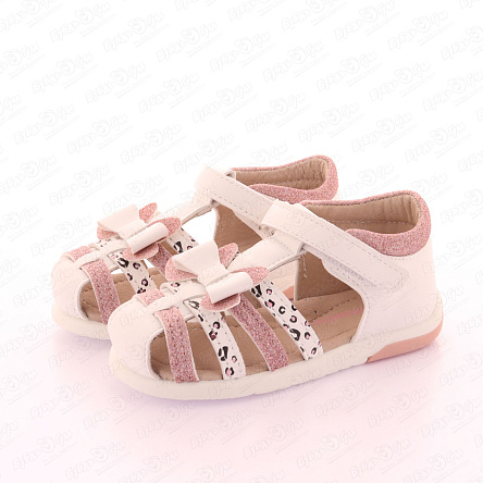 Сандалеты Pasito с декоративным бантиком и блестящими вставками белые - фото 360