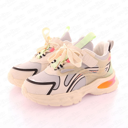 Кроссовки Barbaris с цветными вставками на шнуровке и липучке белые - фото 360