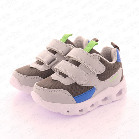 Кроссовки PASITO с цветными элементами и широкими липучками серые - фото 360