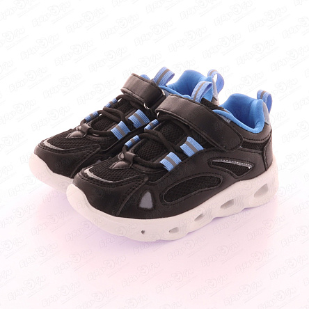 Кроссовки PASITO с голубыми элементами и светящейся подошвой черные - фото 360