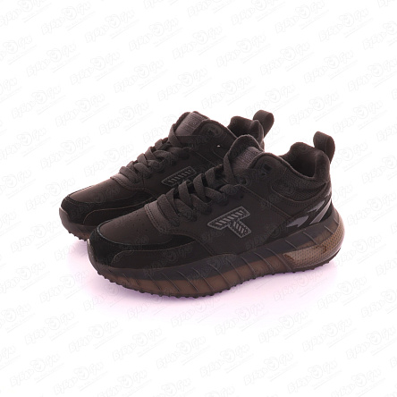 Кроссовки TIBURON на шнуровке с текстильными вставками черные - фото 360