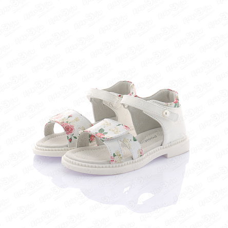 Сандалии Pasito с цветочным принтом с бусиной на липучке белые  - фото 360