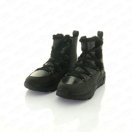 Сапоги Barbaris на шнуровке и молнии с лаковой вставкой черные - фото 360