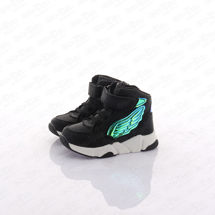 Ботинки Pasito утепленные декор с голографическими крылышками черные - фото 360