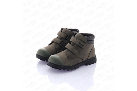 Ботинки Pasito утепленные на липучках с гладким носком с черными вставками хаки  - фото 360