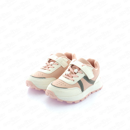 Кроссовки Pasito на липучке и шнуровке с пластмассовыми звездочками бело-розовые - фото 360