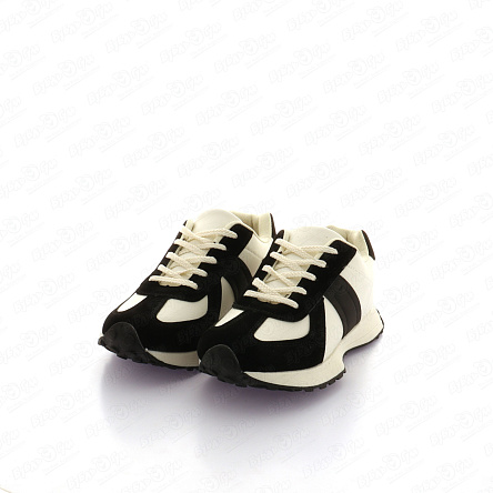 Кроссовки Barbaris на шнуровке черно-белые - фото 360