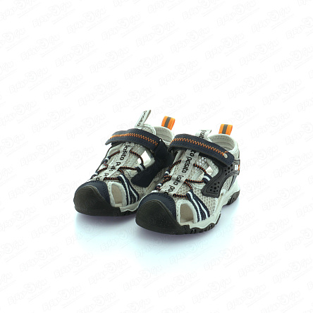 Сандалии Pasito на липучке с оранжево-синими элементами серые - фото 360