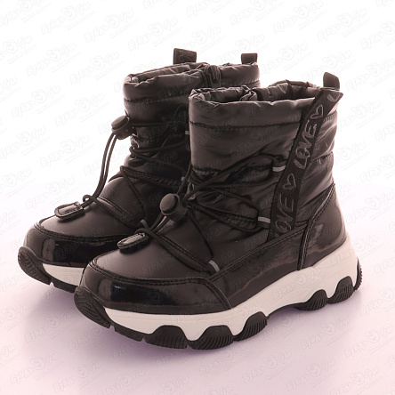 Сапоги сноубутсы TIBURON утепленные на молнии и шнурками с фиксатором черные  - фото 360