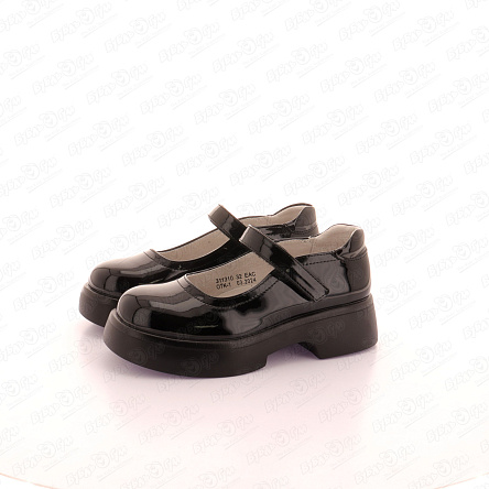 Туфли Barbaris школьные на высокой подошве на липучке лаковые черные - фото 360