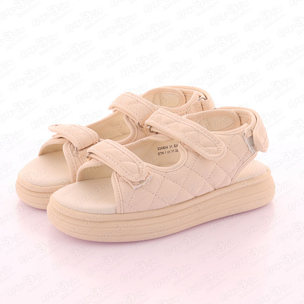 Сандалии Pasito с липучками стеганые молочные - фото 360