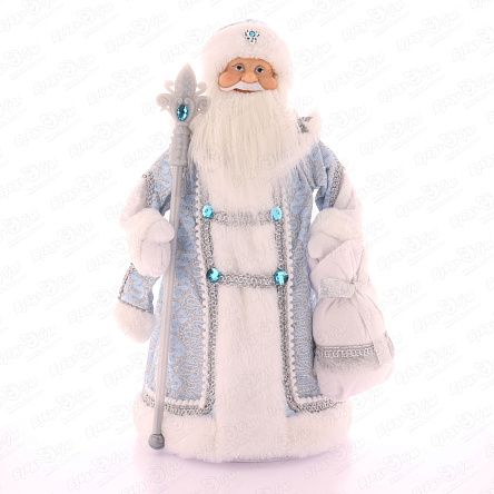 Фигура новогодняя Дед Мороз в праздничном наряде со стразами и мешком подарков разноцветный 48см - фото 360