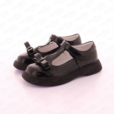 Туфли Barbaris классические на липучке с декоративным бантиком черные - фото 360