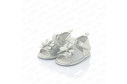 Пинетки Pasito с цветком блестящие серебряные - фото 360