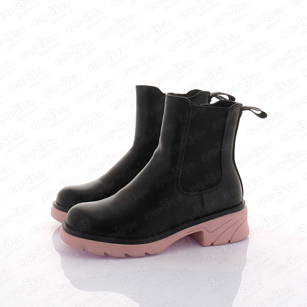 Ботинки Barbaris утепленные с розовой подошвой черные - фото 360