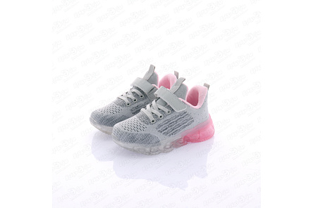 Кроссовки Pasito на липучке подошва с огоньками серые - фото 360